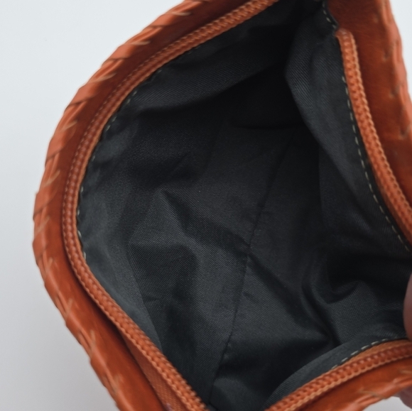 Vintage Bag Makeup Cosmetic Travel Case Pen Coin Wallet Orange Patchwork Boho - Picture 7 of 12